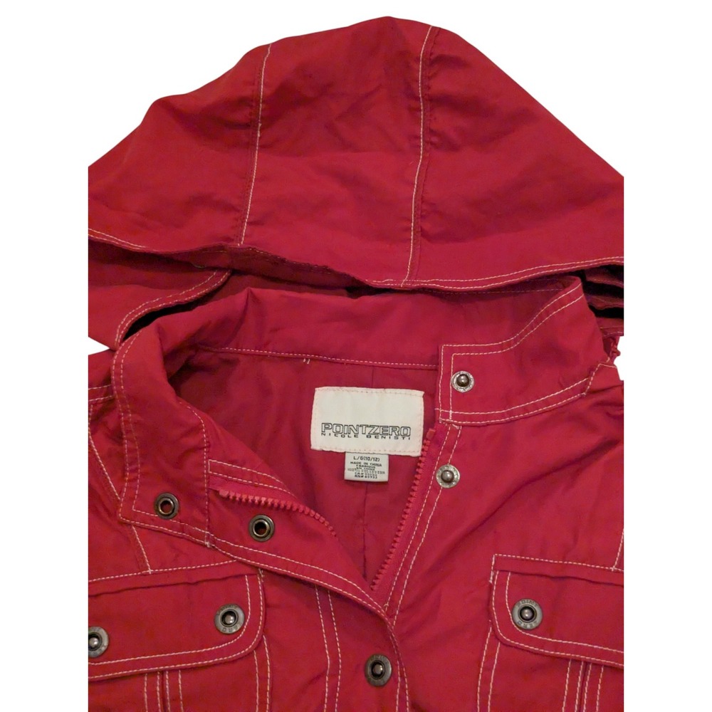 Point Zero Nicole Benisti Red Hooded Lightweight Jacket L Womens